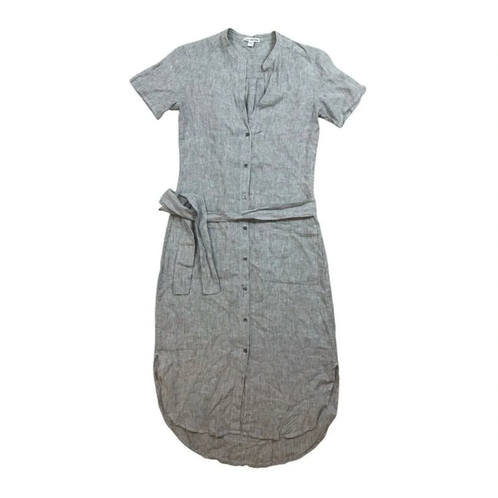 james perse linen midi dress Linen midi dress - gray